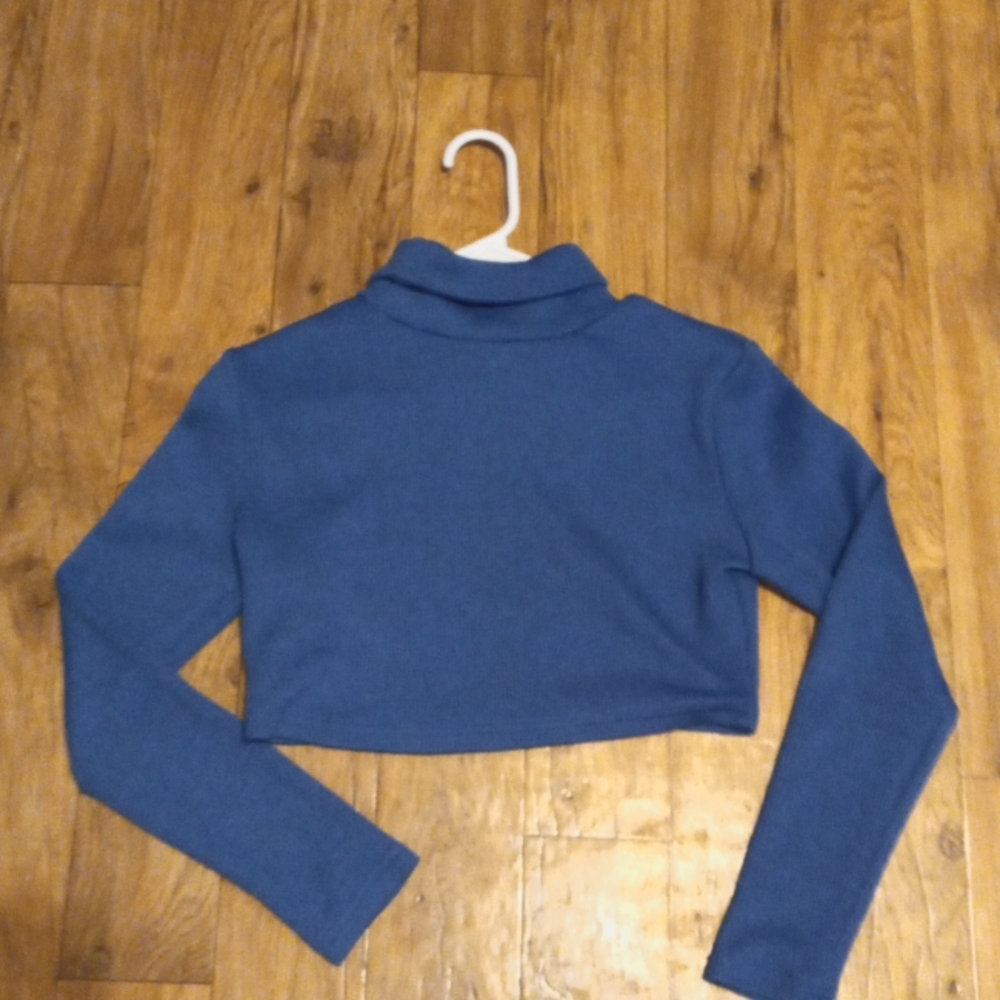 Blue turtle neck long sleeve crop